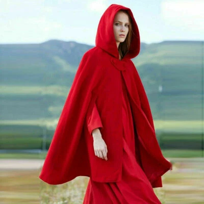 Women Hooded Cape Coat Loose Long Sleeve Poncho Jacket Outwear Tops Cloak New - Image 1 of 4