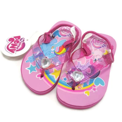 My Little Pony Girls Sandals Small 5 6 Flip Flops Pink Glitter Rainbow Dash MLP - Image 1 of 4