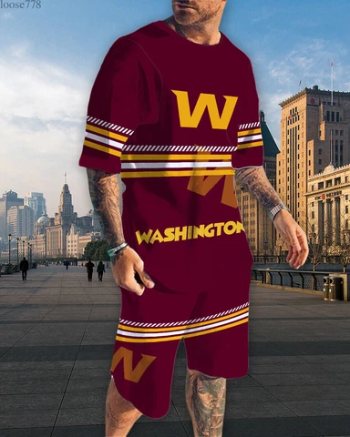 Washington Commanders T-Shirts Beach Shorts Outfits Summer Short Sleeve Shorts Cover