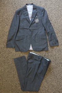 New Joseph Abboud Men's 2-Piece Slim Fit Wool Suit - 40R / 34 Pants - Dark Gray - Picture 1 of 12