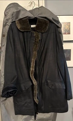 Abrigo de cuero francés para hombre Bally's con cuello y ribete de piel de oveja. . - Nunca usado Foto 1 de 4