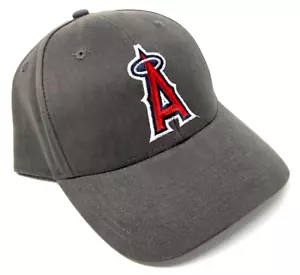 MLB LOS ANGELES ANGELS LOGO GREY ADJUSTABLE CURVED BILL BASEBALL HAT CAP RETRO - Picture 1 of 4