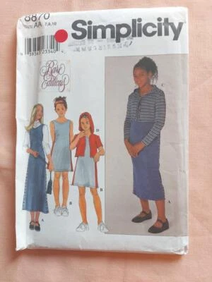 Simplicity 8870 Child's Rare Edition Dress or Jumper & Jacket Pattern Size 7-10 - Image 1 of 2