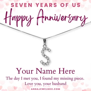 Silver Letter Name Necklace Wedding Personalised 7th Anniversary Gift for Wife - Picture 1 of 38
