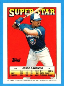 Jesse Barfield 1988 Topps Sticker Card #46 FOIL Blank-Back *ERROR** Blue Jays - Bild 1 von 2