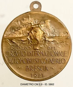 BRESCIA RICORDO DEL CIRCUITO INTERNAZIONALE AUTOMOBILISTICO AEREO 1921 MEDAGLIA  - Imagen 1 de 2