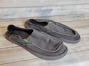 Sanuk Vagabond Youth Boys Size 1 Fur Lined Gray Casual Shoes Slip On Loafers - Picture 1 of 5
