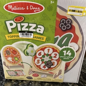 Melissa & Doug Wooden Double-Sided Pizza Topping Toss Games 14-Piece, New Sealed - Picture 1 of 4