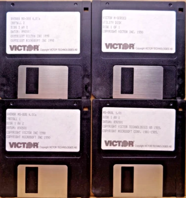 PC -- VICTOR SYSTEMDISCS INKL. MS-DOS 4.01a (VICTOR - 3,5" DISK) #SVENSK - Bild 1 von 4