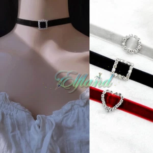 Samtband Halsband Kropfband Choker * Trachten Dirndl * Strass Kreis Herz Quadrat - Bild 1 von 5
