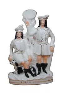 Antike Staffordshire Porzellan Robin Hood Little John & Spaniel Vase 15" - Bild 1 von 12