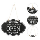 Wood Office Welcome Sign Plaque Hanging Business Open Closed