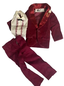 1971 Vintage Ken Night Scene #1496 Burgundy Tuxedo Velvet Jacket  - Bild 1 von 6