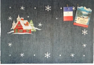 Rolande du Dreuilh Placemats Set of 4 Embroidered The Alpine Chalet Winter Gray - Picture 1 of 9