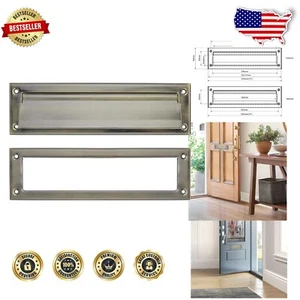Premium 13-Inch Solid Brass Mail Slot - Elegant Brushed Finish & Water-Resistant - Picture 1 of 6