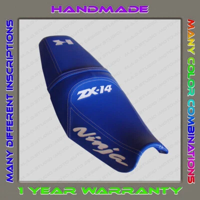 CUSTOM Seat Cover KAWASAKI NINJA ZX-14 (ZZR1400) 06-11 (1 gen) blue+white - Image 1 of 4