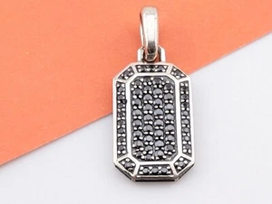 David Yurman Sterling Silver Small Streamline Pave Black Diamonds Amulet Pendant - Picture 1 of 10