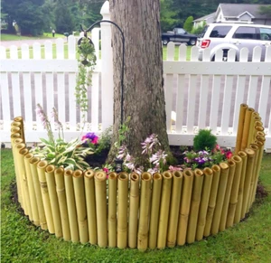 1m Garden Bamboo Edging Lawn Border Flowerbed Support Wooden Mini Fence Outdoor - Picture 1 of 24