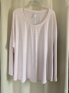 Athleta Long Sleeve Light Pink Cloudlight Stratus Striped Tee Size 3X Scoop Neck - Picture 1 of 13