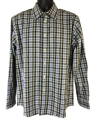 Egara Dress Shirt Green Blue Plaid Men's Large Button Down Slim Fit Point Collar - Image 1 of 4