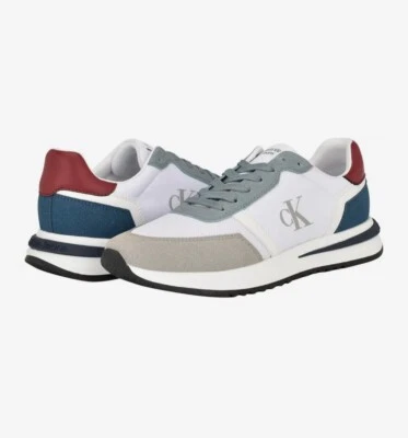 Calvin Klein Men's Picio Monogram Logo Sneaker Size 11.5 White,Blue, Gray Color  - Image 1 of 4