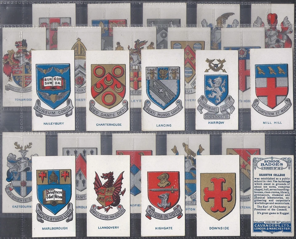 CAVANDERS-FULL SET- SCHOOL BADGES 1928 (25 CARDS) EXCELLENT - Image 1 of 1
