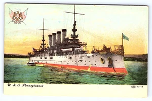 USS Pennsylvania US Navy Schlachtschiff alte Postkarte B114 - Bild 1 von 2