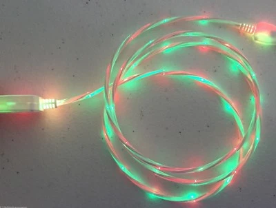 LED DUAL COLOR LIGHT USB El Cable charger FOR ALL MICRO-C TYPE REVERSIBLE PHONES - Image 1 of 4