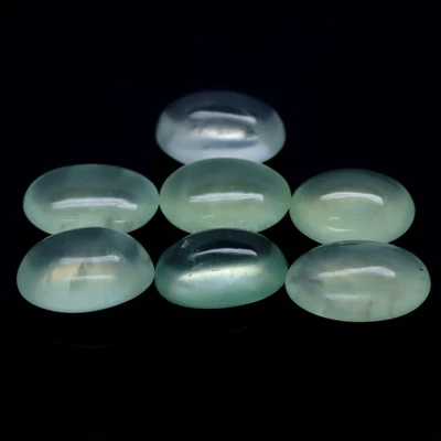 38.50 CT. Unheated 7Pcs Green Prehnite Brazil Oval Cabochon - Image 1 of 4