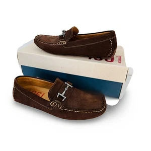 1901 Mens Cafe Brown Perforated Nubuck Driving Moccasin Destin Shoes M06416 /9.5 - Picture 1 of 17