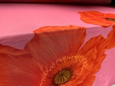 Power Mesh Stretch Spandex Stoff, Meterware - Jumbo Blumendruck - Rosa & Orange - Bild 1 von 4