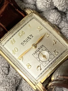 wristwatch GRUEN CURVEX 440 17 jewels SWISS watch 10 k gold filled fancy lugs - Picture 1 of 14