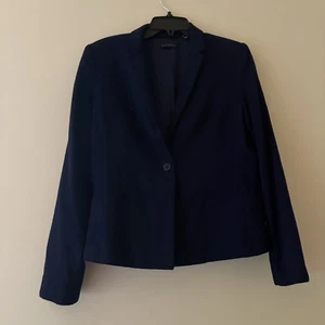 Elie Tahari Wool Blend Navy Blazer Jacket Size 10 Tailored 1-Button Career Work - Picture 1 of 5