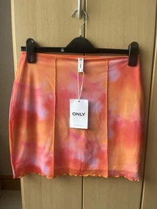 BNWT Only Blazing Orange Short Summer Skirt Size M (EU) - Picture 1 of 6