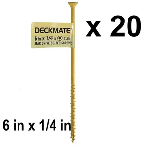 (20) Deckmate 1/4 Zoll x 6 zoll Tan Star Drive Flachkopf Holz Terrassenschrauben - EA - Bild 1 von 7