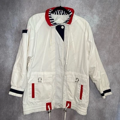 Vintage 90's IZZI Anorak Nautical Maritime Jacket Women's Size Large White Red - Image 1 of 4