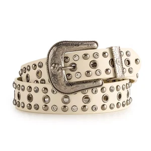 Cinturón Occidental MADDEN GIRL Marfil Cristal Tachuelas y Ojal Mujer Talla Pequeña S ENVÍO RÁPIDO - Imagen 1 de 6