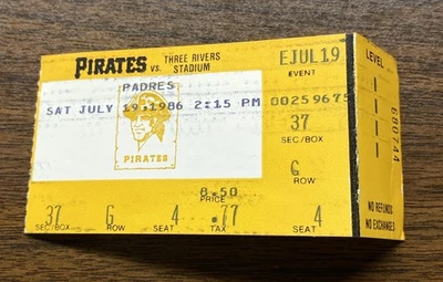 Boleto raro 1986 Piratas de Pittsburgh Barry Bonds temporada debut vs Padres Foto 1 de 2