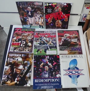 8 New England Patriots Publications - 1986 Super Bowl Program, Tom Brady, etc. - Picture 1 of 6