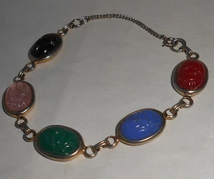 Vintage Glas Cabochon Skarabäus Armband - Bild 1 von 8
