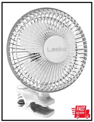 Lasko Mini Cooling Clip Fan 2-Speeds White Desk Table Quiet Small Office Corded - Image 1 of 3