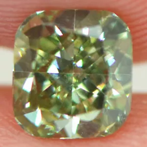 Loose Cushion Cut Diamond Fancy Green Color 1.01 Carat VS2 Enhanced Polished - Picture 1 of 7