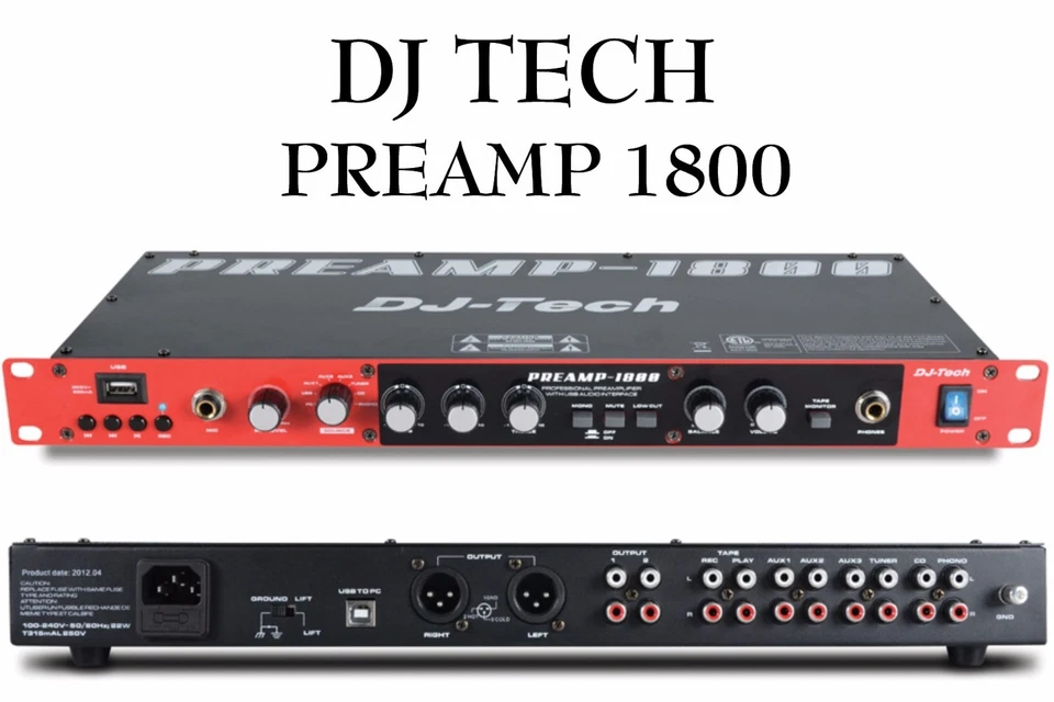 DJ TECH PREAMPLIFICADOR 1800 1U Reproductor y Grabador USB Montaje en Rack Foto 1 de 4