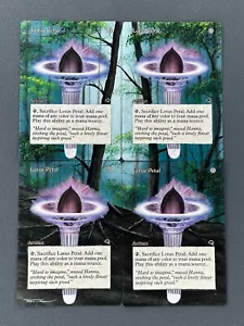 X4 Lotus Petal Panoramic MTG Tempest Hand Painted Borderless Altered Art Tentz - Picture 1 of 9