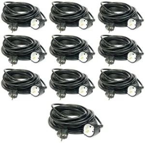 10x 10 m Schuko Verlängerungskabel 3 x 1,5 mm² schwarz 10m H05VV-F Stromkabel - Picture 1 of 6