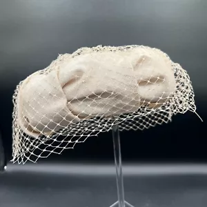 Cappello donna vintage portapillole con sovrapposizione in rete taglia unica diametro 7 pollici beige - Foto 1 di 10