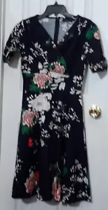 Mint Limit Women's 1950s Vintage Wrap V-Neck Half Sleeve Cocktail Swing Dress~ S - Picture 1 of 6