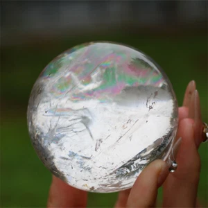 Bola tallada de cuarzo transparente natural superior 62 mm, talla de esfera de cristal, decoración de Reiki - Imagen 1 de 16