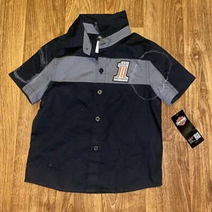 Harley Davidson Motorcycles Button Down Hemd schwarz Logo bestickt Kleinkind 5T - Bild 1 von 10