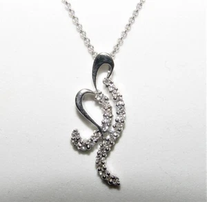 Ciondolo diamante naturale 0,29CT 24x10MM con catena 16" oro massiccio 14K - Foto 1 di 7